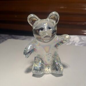 Daum France Crystal Glass Teddy Bear Paperweight Figurine